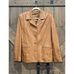 Vera Pelle Stylish Soft Brown Leather Jacket Made In Italy Classic Women46 US XL